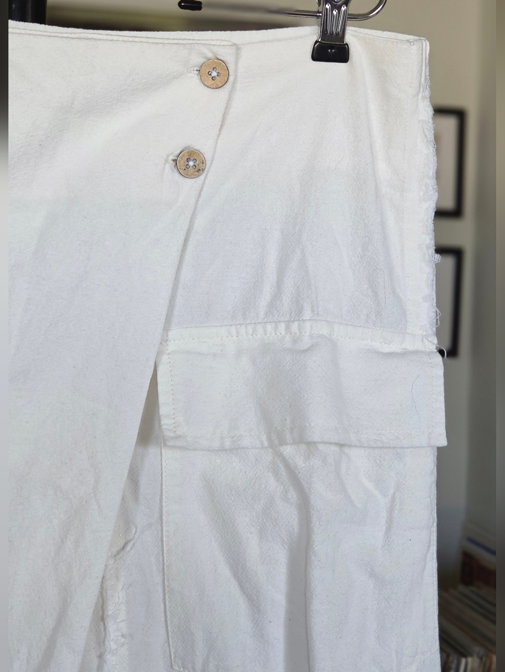 Free People White Cotton Wrap Front Cargo Harem Pants - Picture 3 of 5